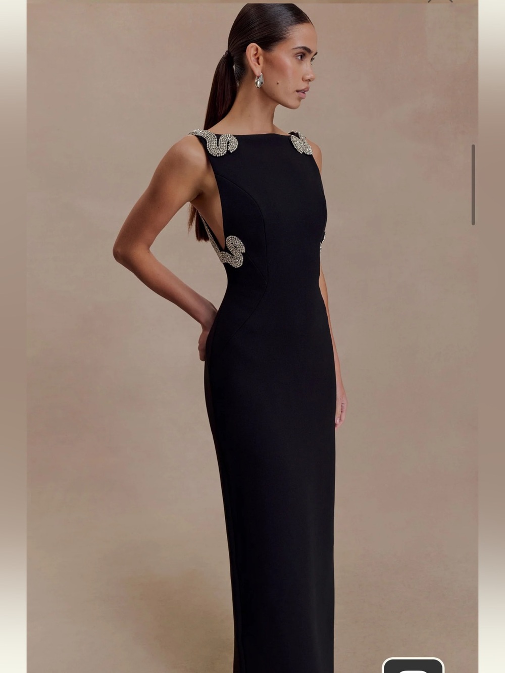Meshki Lorde Embellished Crepe Maxi Dress - Black